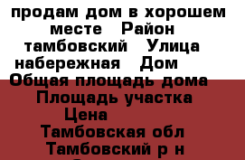 продам дом в хорошем месте › Район ­ тамбовский › Улица ­ набережная › Дом ­ 14 › Общая площадь дома ­ 50 › Площадь участка ­ 10 › Цена ­ 600 000 - Тамбовская обл., Тамбовский р-н, Селезни с. Недвижимость » Дома, коттеджи, дачи продажа   . Тамбовская обл.